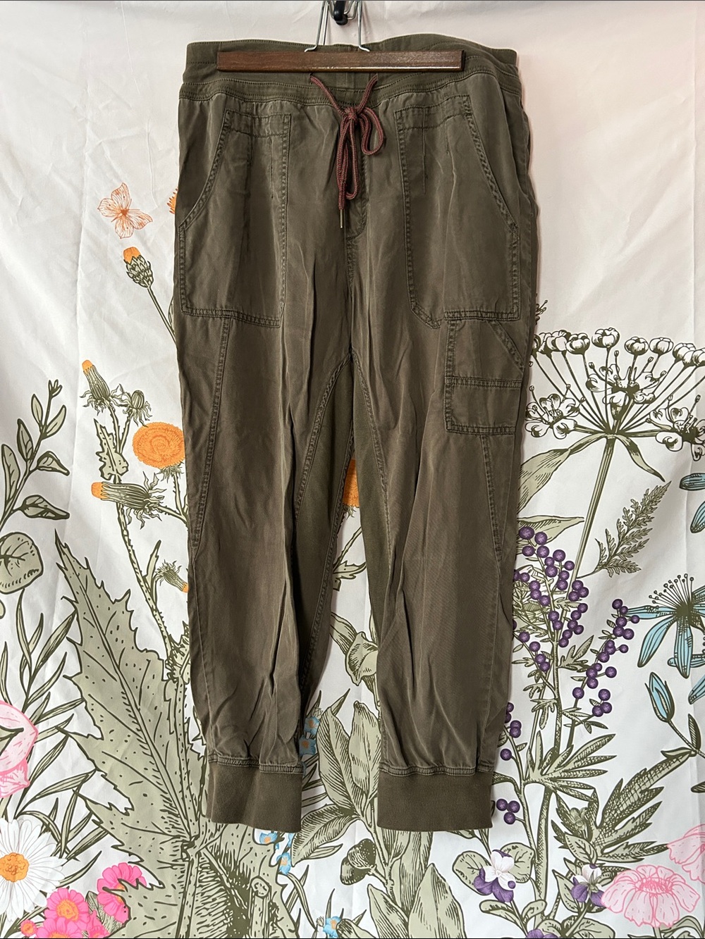 Anthropologie Olive Green Drawstring Jogger Pants